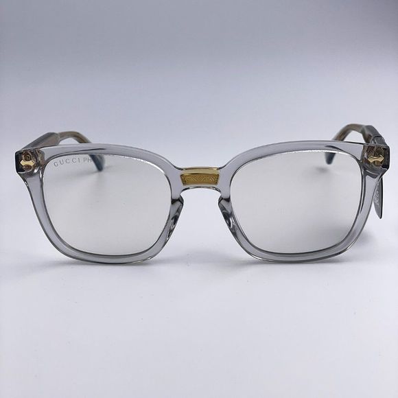 🫧NEW GUCCI LOGO GG0184S 001 Transparent Gray Photochromic Square Unisex Frame - Picture 4 of 15